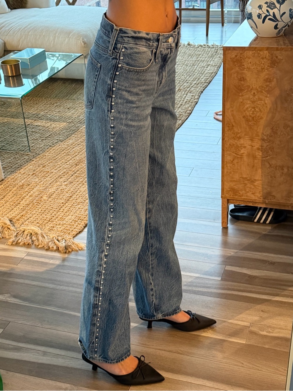 J.Crew Studded Low Rise Wide Leg Jeans